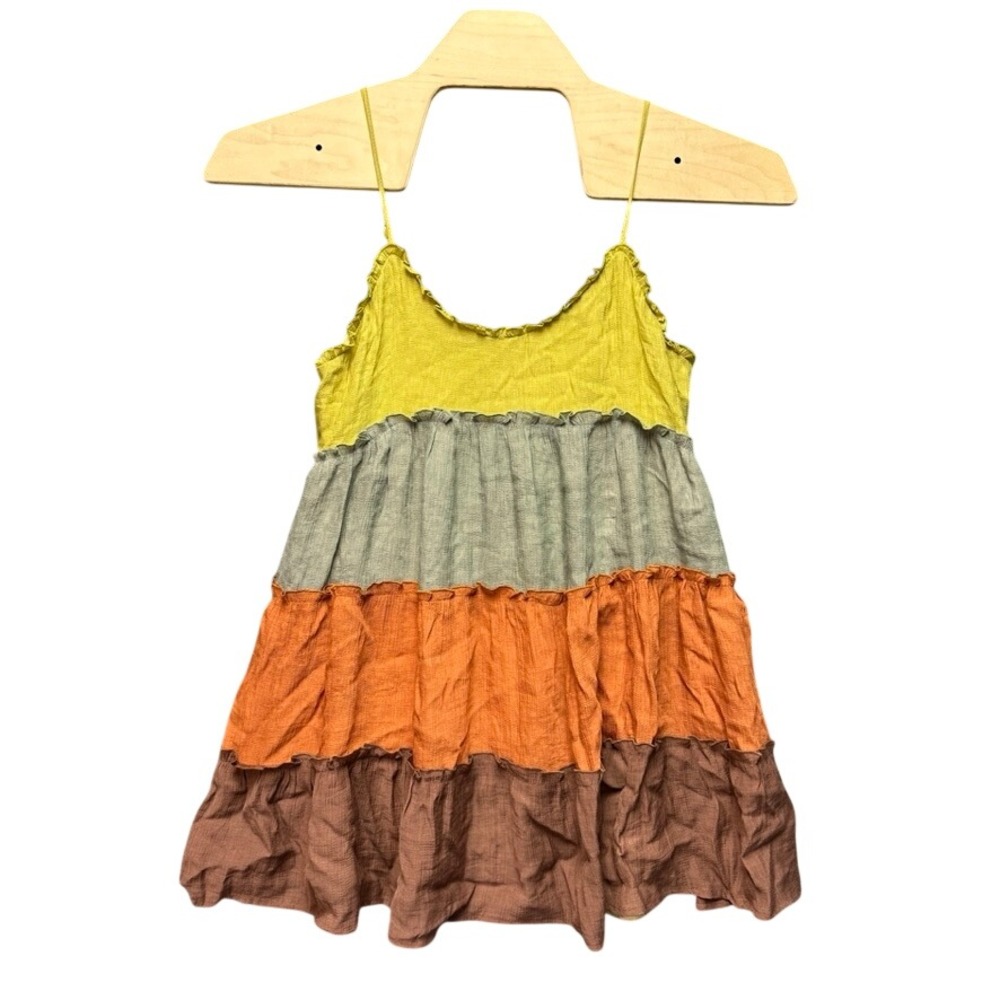NWT Sweet Lemon Doll Me Up Dress Brown Multi Tiered Ruffle Mini SLD1  Medium